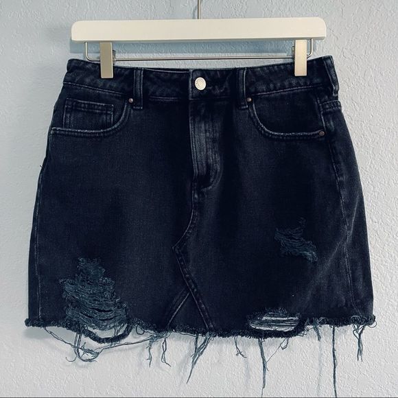 EUC Pacsun Distressed Black Jean Skirt - Picture 7 of 16